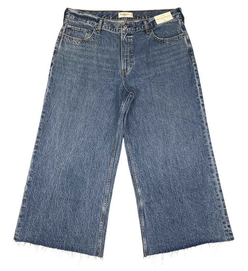 Abercrombie & Fitch The Crop Wide Leg High Rise Jeans Women’s 33 Short NWT